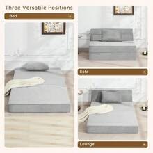 Convertible Folding Sofa Bed Sofa Living Room Sofa Small Corduroy Sofa Bed Leisure Chair Foldable Memory Foam Floor Bed Suitable For Bedroom RV Dormitory Office With Pillow Corduroy Gray Single - 燈芯絨淺灰色 - 查看 3