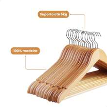 KONTUZ Kit 30 Ivory Wooden Clothes Hanger For Pants Chrome Hook - Màu nâu  Mocha - Xem 6