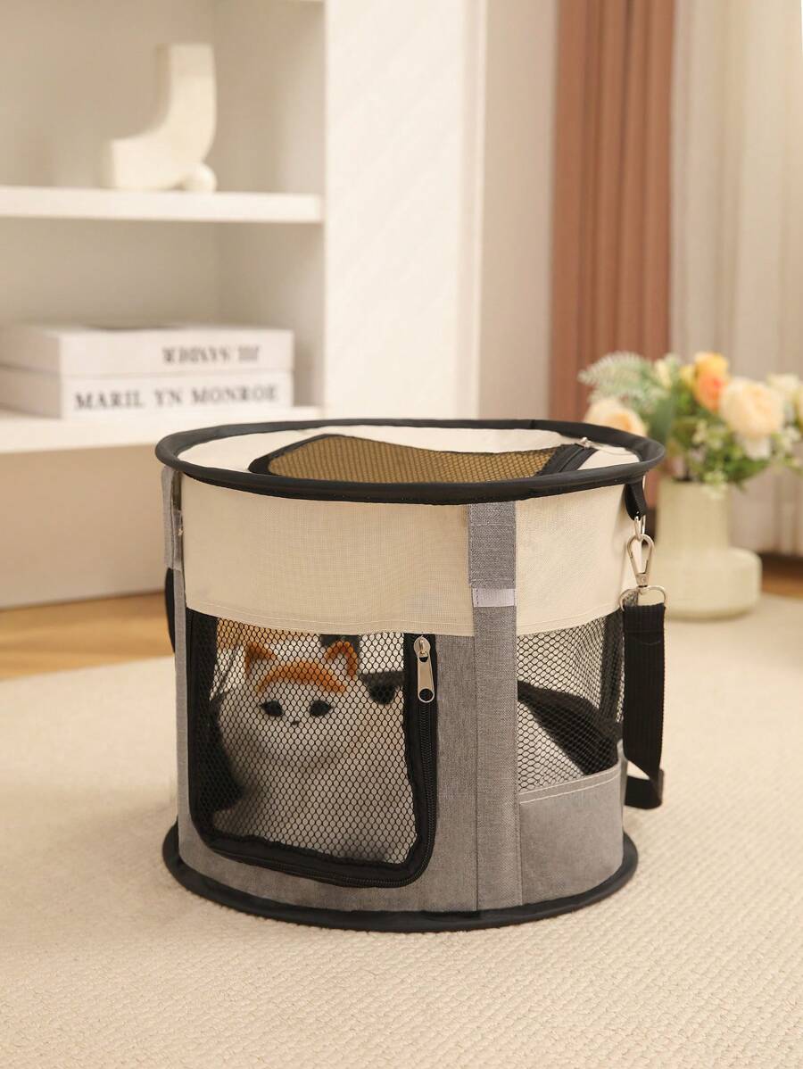 1 件宠物床/笼，四季便携式可折叠宠物笼/笼子，适用于鸟、老鼠、猫、狗 - 灰色 - 查看 1