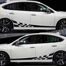 2pcs/Set Glossy Checkered Flag Racing Decals - Self-Adhesive, Single-Use Vinyl Stripes For Cars & Trucks - Black & White Design, For Side Doors, Body, Plastic, Glass - one-size - View 5