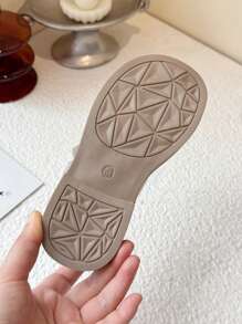 1 双女童黑色平底鞋，钩环钩环仙女风格可爱一脚蹬休闲户外鞋，适合夏季 - 黑色 - 查看 6