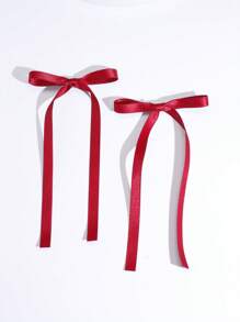 2 pièces/set Clips à cheveux à nœud de ruban style ballet minimaliste pour femmes, accessoires capillaires mignons et décontractés pour tous les jours, convenant à toute occasion