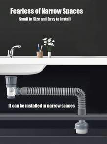 1件套排水套件（国际通用英文句子描述）这款单件式排水套件包含一根水槽排水管，具有防异味和防虫功能，非常适合厨房和浴室使用。浴室配件 浴室工具 - 銀色 - 查看 6