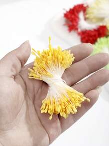 Estambre artificial de flor de 2.5mm con doble cabeza, 350-360/700-720 raíces, estambre floral falso con perla mate para tarjetas de Navidad, decoración de boda y manualidades DIY - Multicolor - Ver 9