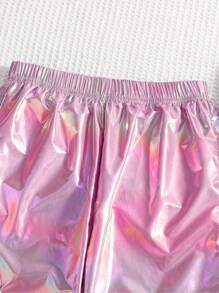 时尚女童工装裤，多功能且个性十足，尤其是亮紫色款，配有翻盖口袋，适合街头、音乐节和时装秀等场合。 - 粉色 - 查看 6