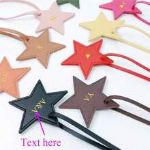Personalized Name Or Letters 1PC Star Shape PU Leather Women Luggage Bag Charm, Monogrammed Five Pointed Star Shape Bag Pendant Gift, Personalized PU Leather Star Keychain Ladies Bag Charms Key Chain DIY Craft Accessories