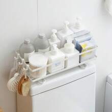 1pc Bathroom Toilet Wall Mounted Shelving Unit, No-Drill Floating Storage Rack - Multicolor - View 3