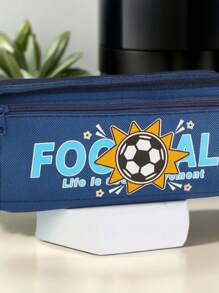 1pc Cartoon Multifunctional Pencil Case, Football Design Pen Bag For Middle/Elementary School Students - Multicolor - View 12