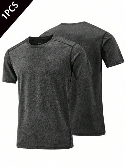 男友风男士速干运动 T 恤，短袖弹力透气运动衫，1 件，适合夏季健身训练、跑步、骑自行车