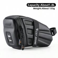 Bolsa de sillín de cáscara dura para bicicleta WEST BIKING de 1.8L - Bolsa de montar para bicicleta de ruta y de montaña - Accesorios de bicicleta bolsa de cola - Negro - Ver 13