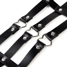 Women's Punk Leg Garters Thigh Chains, Black Gothic Heart Shape Leg Harness Accessories, Sexy Leg Decor, Hollow Thigh Chains, Personalized All-Match Heart Theme PU Leather Suspenders, Suitable For Daily Wear And Music Festivals, Great For Carnival Season