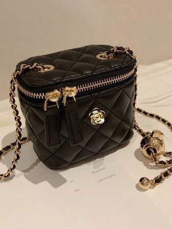 Rhombus Leather Chain Strap Bucket Bag, Mini & Large Size, Handheld And Shoulder Bag, Cosmetic Pouch, Best Mother's Day Gifts Women