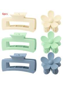 6pcs Retro Simple Matte Colorful Floral Square Hair Clips For Women, Daily Hairstyle, Shower, Updo, Hair Accessory, Fashion, Versatile, Suitable For Valentine's Day, New Year, Ramadan, Mother's Day, Pride Month, Back To School, Easter Gifts