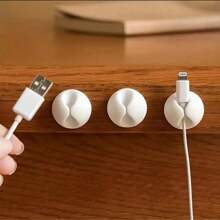 5/10/15pcs White Cable Clip Wire Organizer Management Cord Holder For Office Desktop