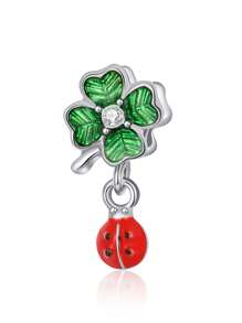 1pc Minimalist Fashion Spring/Summer New Lucky Four Leaf Clover & Ladybug DIY Pendant Accessories For Women, Bracelet Necklace Handmade Crafted Gift