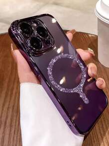 1 个透明电镀防震硅胶外壳，带闪光磁环，TPU 材质保护手机壳，兼容 15 Pro Max、16 Pro Max、16 Pro、11、12、13、14 Pro Max、14 Pro、13 Pro Max、16、17、17 Pro、17 Pro Max，支持无线充电 - 深紫色 - 查看 3