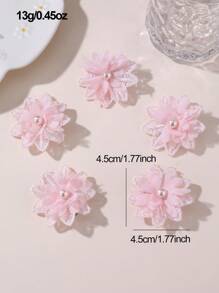 5pcs/15pcs Girls Flower & Pearl Hair Clips Set