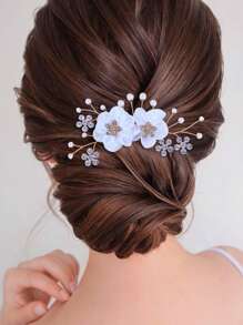 1pc Elegant Handmade Crystal Flower Hair Clip/Comb For Women, Suitable For Weddings, Parties, Everyday And Holidays Wear