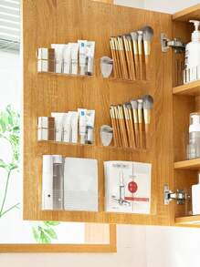 1pc Space Saving Wall Mounted Makeup Organizer - Plastic, Can Hold Lipstick, Brushes And Nail Polish, Portable Design, No Power Required, Makeup Brush Holder