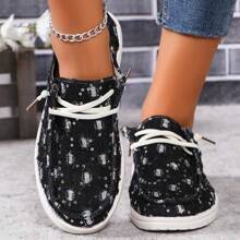 Zapatos de lona casuales con cordones, zapatillas de deporte versátiles de moda para estudiantes, zapatos para caminar al aire libre