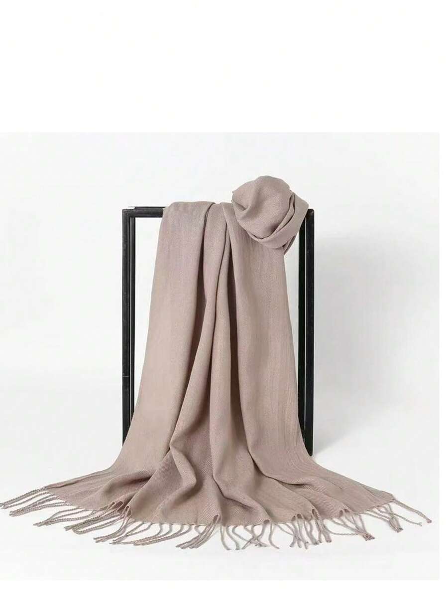 MilyModa Unisex Plain Scarf 150g With Fringes - Camel - View 1