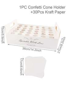 1 set de support et papiers de cônes de confettis en papier kraft blanc, boîte de cônes de confettis à 30 trous, support de cônes de confettis pour la décoration de mariage, de fête, emballage cadeau, sac, décoration d'anniversaire, décoration de baby shower, décoration de table, décoration de la maison, décoration de chambre, cadeaux d'anniversaire, faveurs de fête, décoration extérieure - Blanc - Voir 3