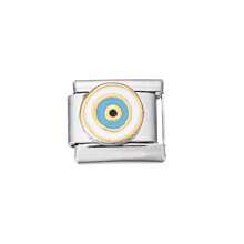1 Peça Charm de Olho Redondo Romântico e Fashion na Moda, Elos Italianos Adequados para Fazer Pulseira de 9mm, DIY Joia para Mulheres
