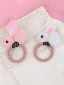 1pc Rabbit Cartoon Hair Scrunchie, Kids Hair Accessories, Cute Hair Tie For Girls