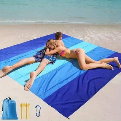 79-Inch X 83-Inch (200 Cm X 210 Cm) Extra-Large, Lightweight, Waterproof, And Sand-Resistant Beach Blanket Made Of Nylon. Suitable For Various Occasions Such As Beaches, Picnics, Travel, And Camping, It Is An Ideal Choice For Summer Vacations.