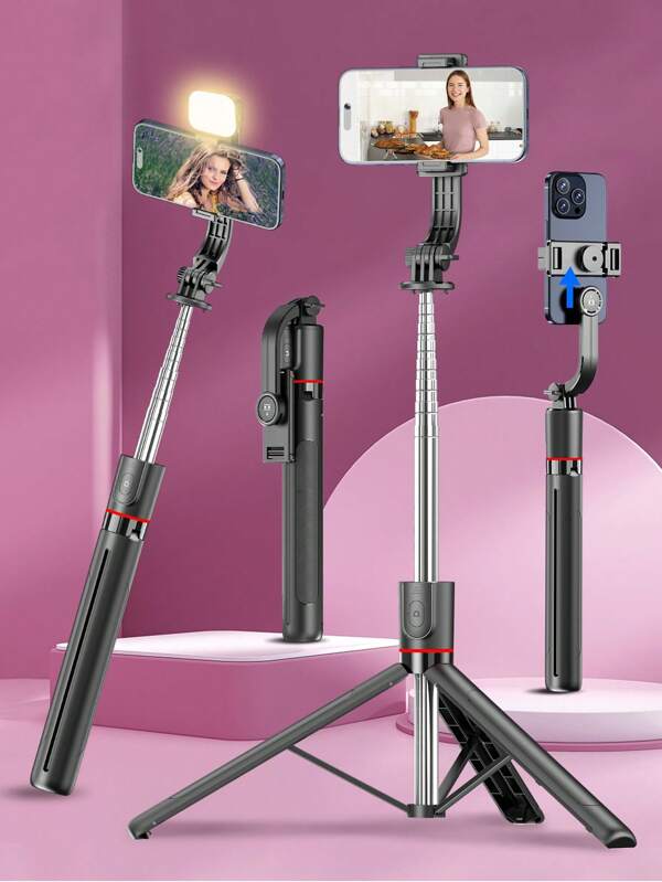 AXNEN 67.59" Phone Tripod & Selfie Stick, All In One Extendable Selfie Stick Tripod With Wireless Remote/Tripod Stand/Detachable Phone Holder, Portable, Lightweight, Compatible With IPhone 16 15 14 13 Pro Xs Max, Samsng Smartphone And More (Black)