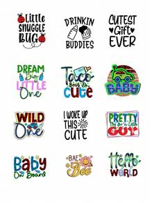 3/6/12/30/36 Sheets Baby Shower Decorations,Baby Iron On Patches For Clothes,Funny Shower Games Dtf Transfers Ready To Press Decorating Kit For DIY Crafts - Multicolor - View 14