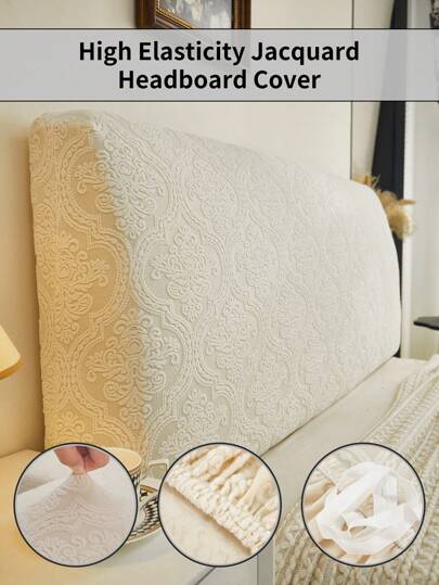 1pc New Jacquard Headboard Cover, Solid Color, High Elasticity To Prevent Pet Scratching, Soft & Skin-Friendly, Convenient Non-Slip Anti-Dust, Machine Washable, Suitable For All Seasons And Occasions