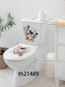 1 套马桶盖贴纸，带蝴蝶花朵图案，家居装饰 PVC 自粘防水可拆卸浴室马桶盖贴花贴纸墙贴乙烯基贴花 11.81 * 15.74 英寸，适用于家居装饰春夏装饰品，让您的家焕然一新，拉玛装饰贴纸礼物生日毕业