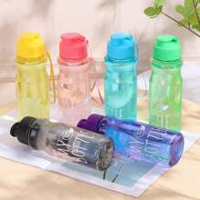 1 Piece 600ml Simple Portable Multi-Color Sports Water Bottle Summer Outdoor Fitness Water Bottle With Handle And Lid Leak-Proof Cup - Black - View 3