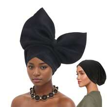 2件装大蝴蝶结头巾，时尚头饰发带，适合婚礼、派对、节日，在非洲和南美洲很受欢迎，也可作睡帽使用。 - 彩色 - 查看 12