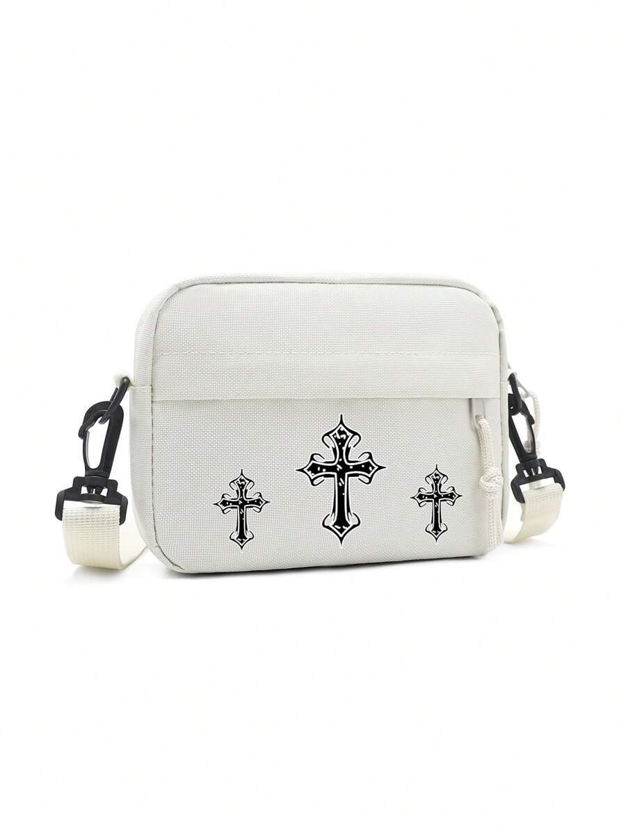 peach tree 1 件男士休闲纯色单肩斜挎包 - 白色 - 查看 1