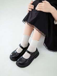 3 Pairs Mesh Princess Ruffles Mid-Calf Socks, Comfortable Breathable School Socks For Kids, Spring/Summer