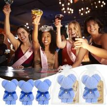 Set de 15 piezas de toallas de mano con forma de oso adorables que incluye 5 toallas de mano de felpa de coral suave con perlas, 5 bolsas de organza y 5 etiquetas de agradecimiento como obsequio para bodas, cumpleaños, festividades y regalos de Navidad.