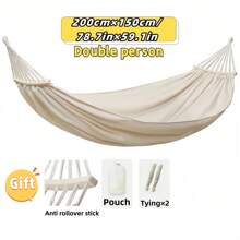 Camping Master Pro 1-2 人 6.6 英尺加长防倾倒、三重承重摇摆吊床 | 纯色简约白色抗撕裂厚帆布 | 便携式折叠户外吊床、吊床椅，适用于露营、后院、宿舍 - 彩色 - 查看 10