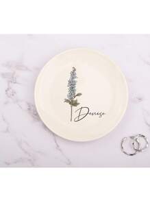 Personalised Birth Flower Trinket Dish, Watercolor Flower Ring Dish, Birthday Jewelry Dish Gift For Friend, Wedding Bridesmaid Gift, Personalized Jewelry Boxes, Personalized Ring Plates