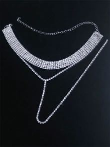 1 pieza Collar de borlas con cristales Bohemio totalmente enjoyado, accesorio de joyería de lujo para fiestas para mujeres, collar de moda