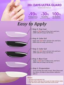 Gel Top Coat, Matte Top Coat And Base Coat Set, 3 Pcs 15ml Glossy Matte No Wipe Combination For UV/LED Light Cure Gel Nail Polish - Clear - View 3