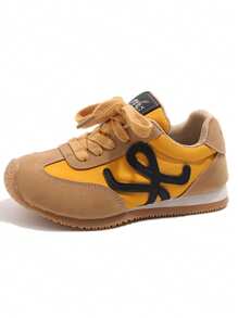 Lace-Up Fashion Sneakers, Non-Slip Children Shoes - Yellow - View 5