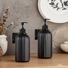 LEAPAIR 1/2 peças Dispenser de Sabonete Recarregável de 500ml com Bomba de Plástico, Dispenser de Bomba de Bambu, Suporte para Garrafa, para Shampoo, Condicionador, Loção, Sabonete Líquido para Banheiro e Chuveiro, Garrafa de Linha de Loção, Garrafa de Limpeza, Decoração de Casa e Móveis, Decoração de Banheiro, Decoração de Outono, De Volta às Aulas