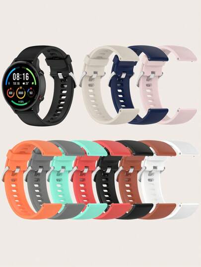 1 pieza Banda de reloj inteligente de silicona de textura lisa de 22mm con liberación rápida intercambiable compatible con Samsung///Amazfit/Honor/Garmin, estilo casual
