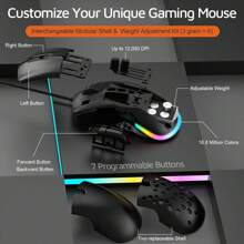 ZIYOU LANG ✖ATTACK SHARK D19 Mini Ultra-Lightweight Wired Gaming Mouse With RGB Backlight, Adjustable Weight, Interchangeable Backplates, 12000 DPI Optical Sensor, 7 Programmable Buttons, Ergonomic Design For Windows PC & Gaming