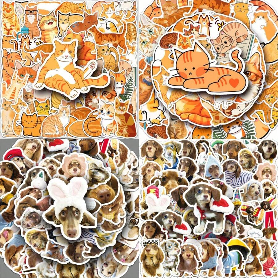 50 stuks Teckel Oranje Kat Knutselbenodigdheden & Stickers, Pet Friend Graffiti Stickers, Katten Hondenhok Decors, Scrapbook Stempels/Stickers, Anime Posters Vakantie Decors, Mode Liefde Voor Cadeaus Telefoons Laptops Notebooks, Lente, Buiten