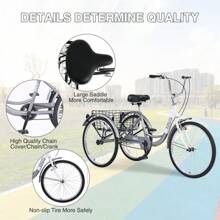 Adult Tricycle Trikes,3-Wheel Bikes,24 Inch Wheels Cruiser Bicycles With Large Shopping Basket Women And Men - Purple - View 4
