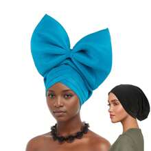 2件装大蝴蝶结头巾，时尚头饰发带，适合婚礼、派对、节日，在非洲和南美洲很受欢迎，也可作睡帽使用。 - 彩色 - 查看 10