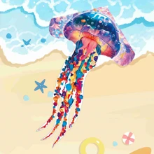Kite a forma di gigantesca medusa magica dalla moda 2025! Sagoma 3D! Kite creativo a forma di medusa gigante degli oceani, Kite a medusa colorata, regalo creativo per il Nuovo Anno